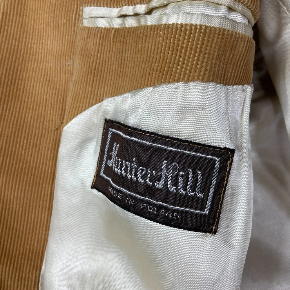 Hunter Hill Blazer Jacket Mens 46‎ XL Brown Cotton Corduroy Notch Lapel Lined